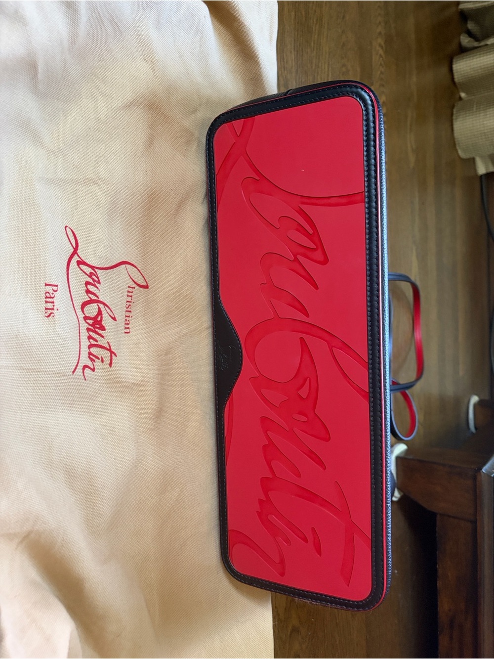Christian Louboutin Black Leather Tote with Red Interior - Picture 2 of 2